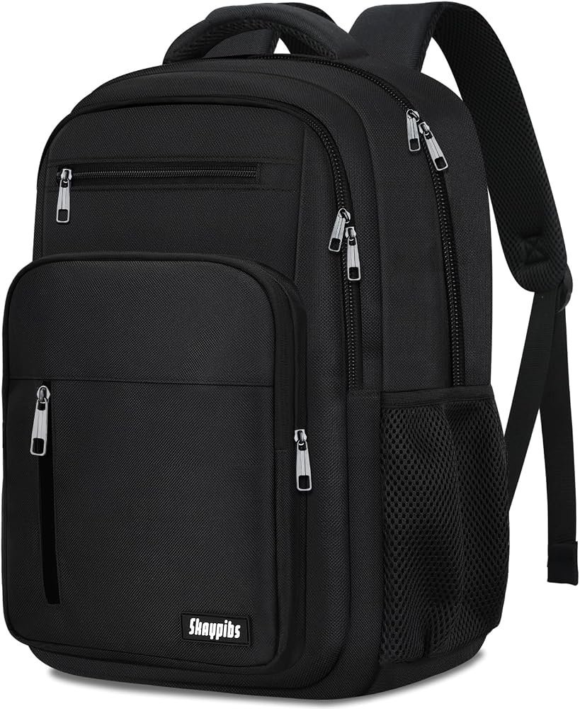 Adjusting the load-lifter straps on a spacious backpack designed for heavy books.