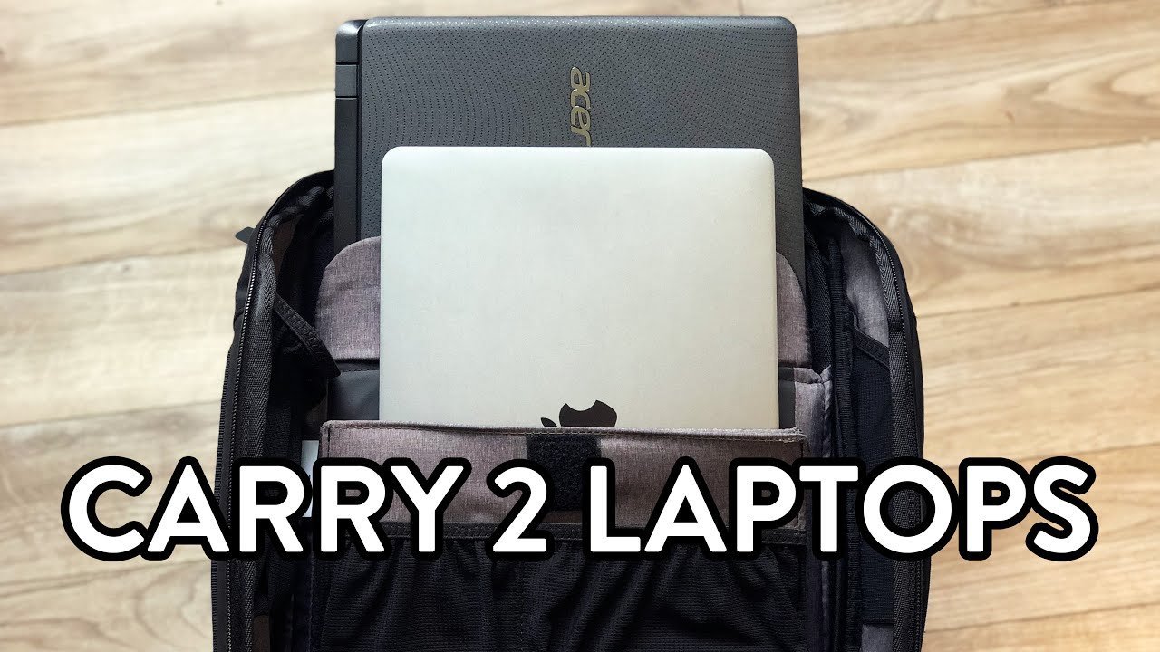 A convertible tech briefcase being adjusted to show its versatile carrying straps and construction.