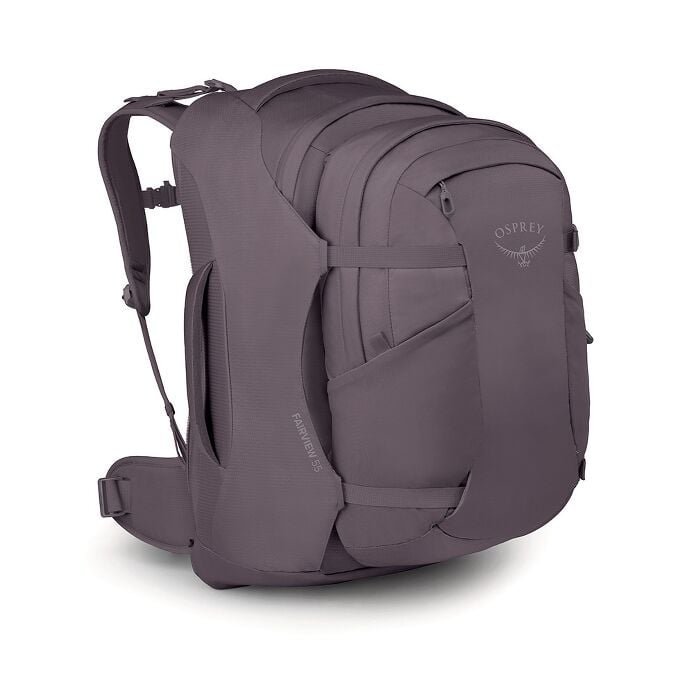 An open and neatly packed 55l backpack showing efficient organization for travel.