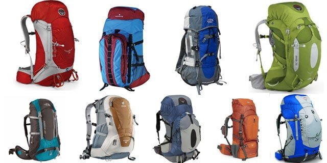 A durable travel backpack resting on a stone ledge in a historic European city.