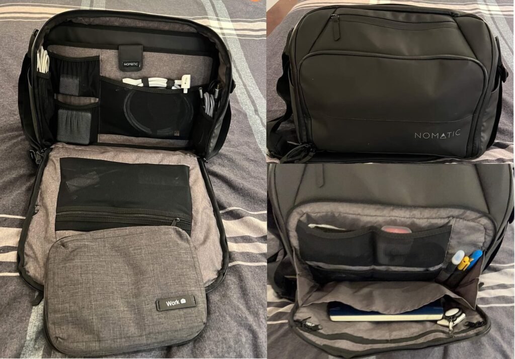 A professional backpack and laptop ready for secure transit while traveling.