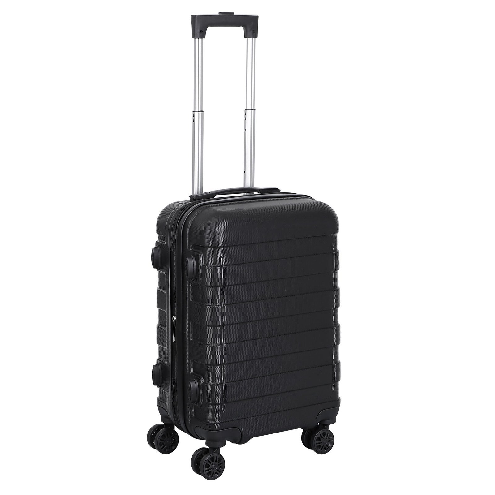 Organized travel essentials including a suitcase and boarding pass on a table.