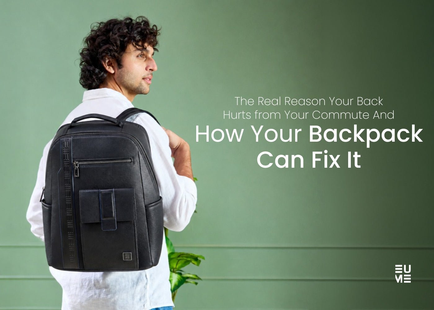 A person adjusting their backpack straps to ensure a correct and comfortable fit.