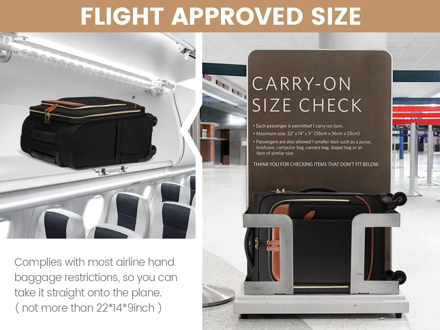 A traveler reviewing airline baggage rules on a tablet before their flight.