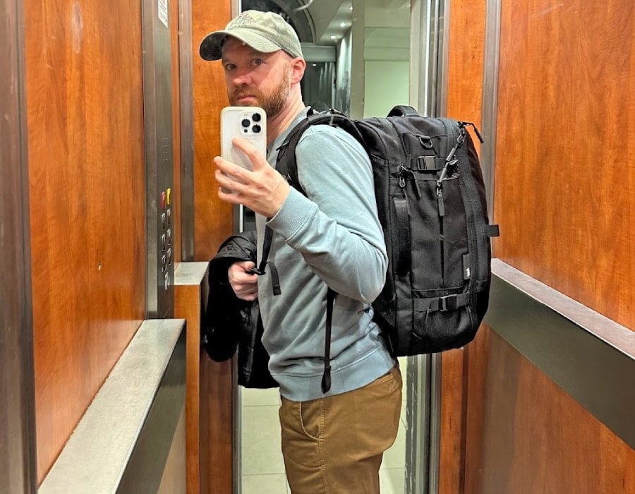 Three different types of travel backpacks displayed together to highlight various functional designs.