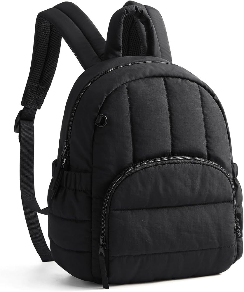 An open small backpack showing organized compartments and ergonomic straps for better weight distribution.