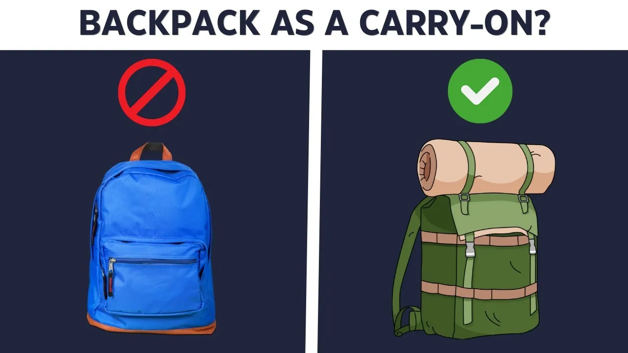 A small daypack fits neatly under an airplane passenger seat.